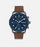 COACH®,CRUISER WATCH, 44MM,Leather,Brown,Front View