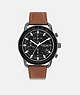 COACH®,CRUISER WATCH, 44MM,Leather,Saddle,Front View