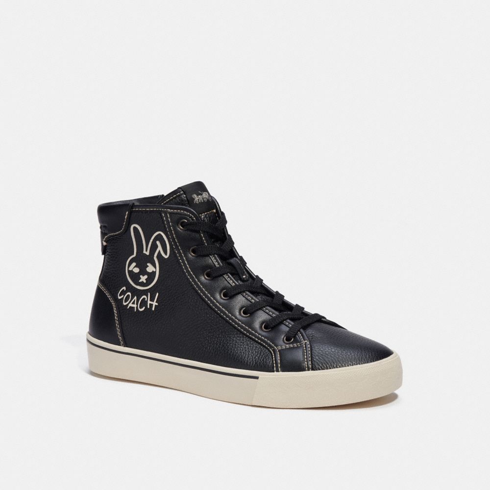 COACH®,LUNAR NEW YEAR SKATE HIGH TOP WITH RABBIT,Black,Front View image number 0