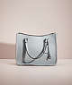 COACH®,RESTORED TYLER CARRYALL 28,Polished Pebble Leather,Medium,Pewter/Aqua,Front View