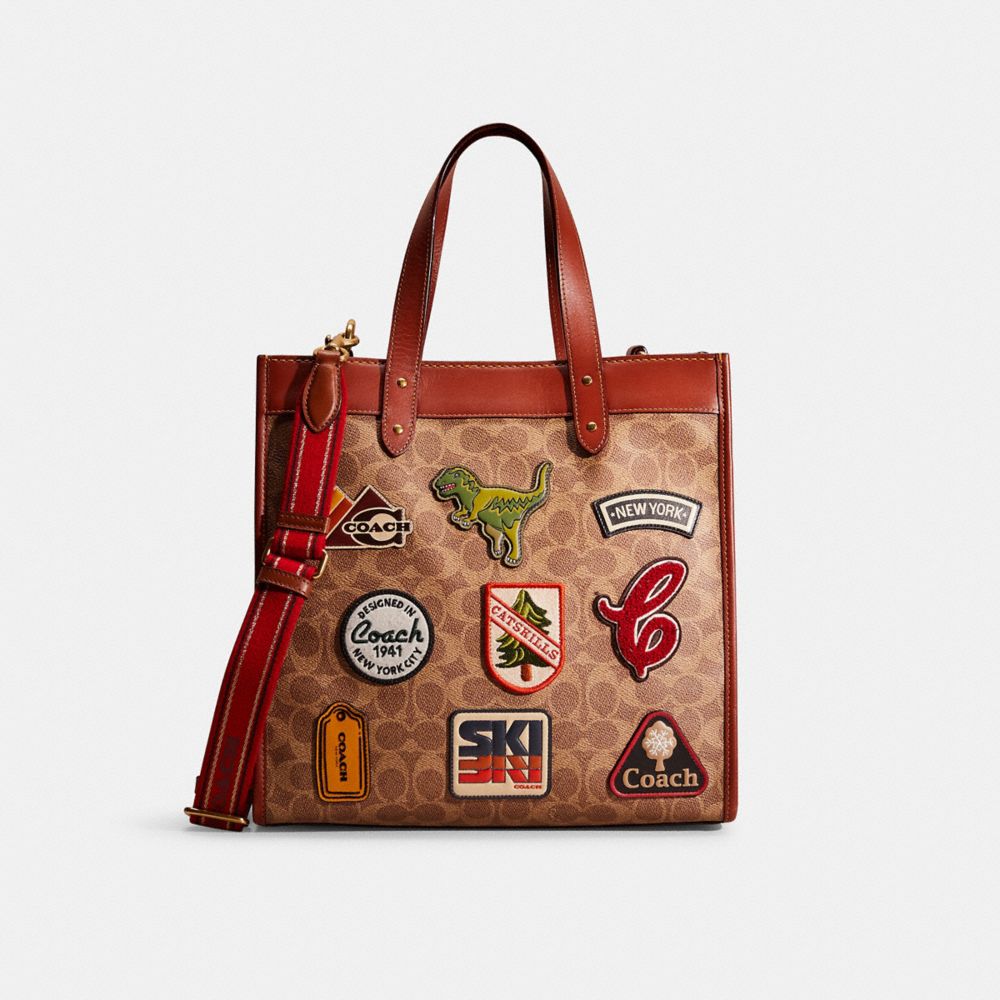 COACH®  Field Tote In Signature Canvas With Patches