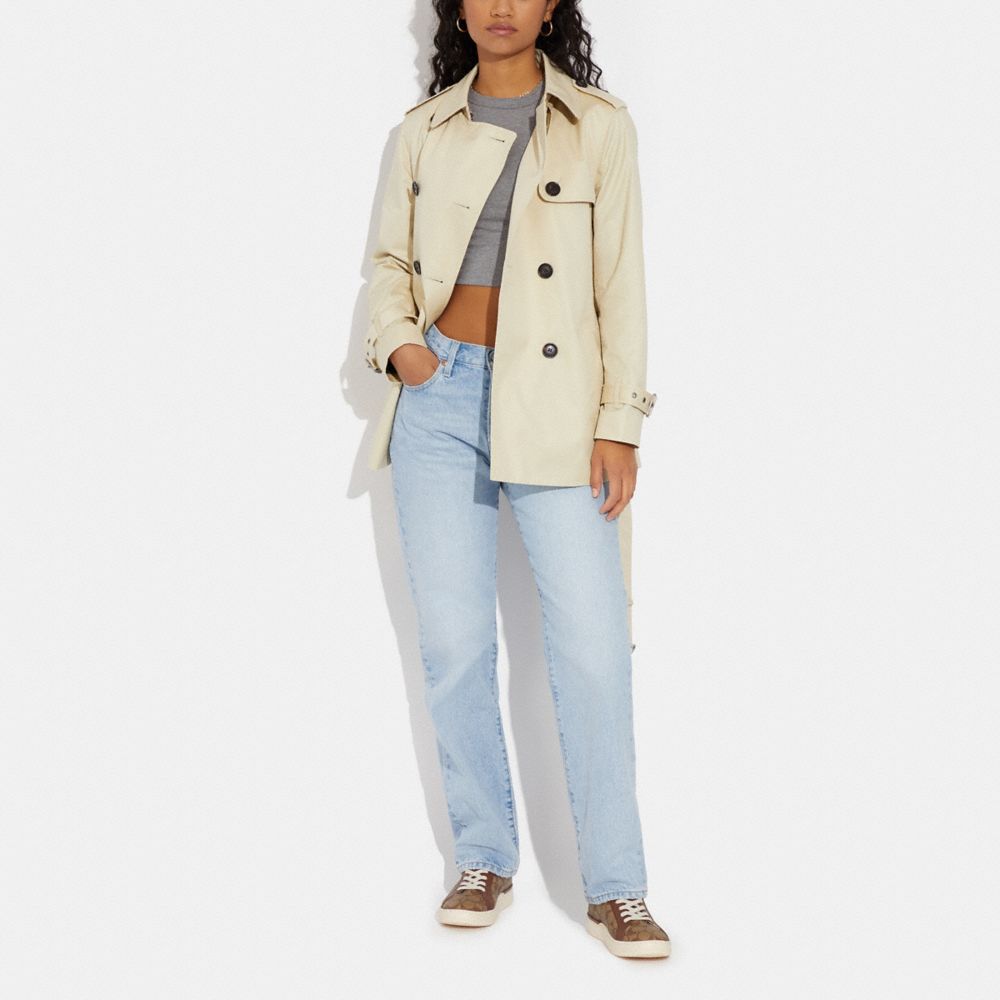 Solid Short Trench Coat