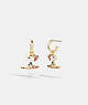 COACH®,COACH X PEANUTS SNOOPY SKI HUGGIE EARRINGS,Brass,Gold/Multi,Front View