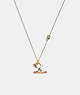 COACH®,COACH X PEANUTS SNOOPY SKI PENDANT NECKLACE,Brass,Gold/Multi,Front View