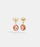 COACH®,HEART STONE DROP EARRINGS,Gold/Pink,Front View