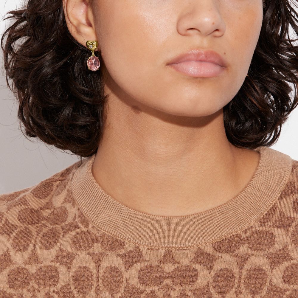 COACH® | Heart Stone Drop Earrings