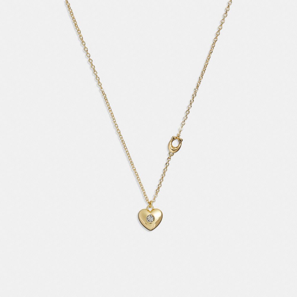 COACH®,HEART PENDANT NECKLACE,Gold,Front View