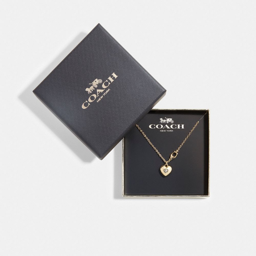 COACH®,HEART PENDANT NECKLACE,Gold,Inside View,Top View