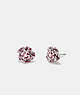 COACH®,SPARKLING ROSE STUD EARRINGS,Silver/Pink,Front View