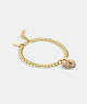 COACH®,HEART TURNLOCK PAVÉ CHAIN LINK BRACELET,Brass,Gold/Pink Multi,Front View