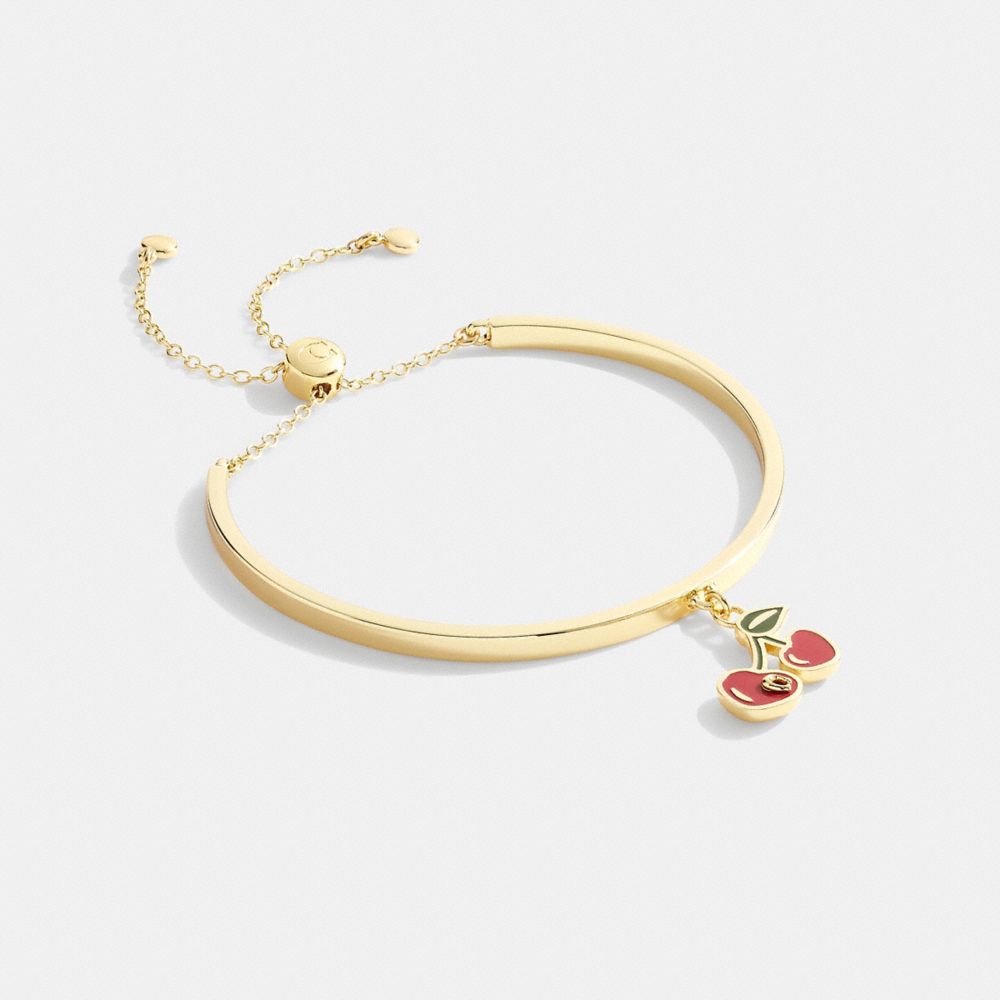 COACH®,HEART CHERRY SLIDER BRACELET,Gold/Red,Inside View,Top View