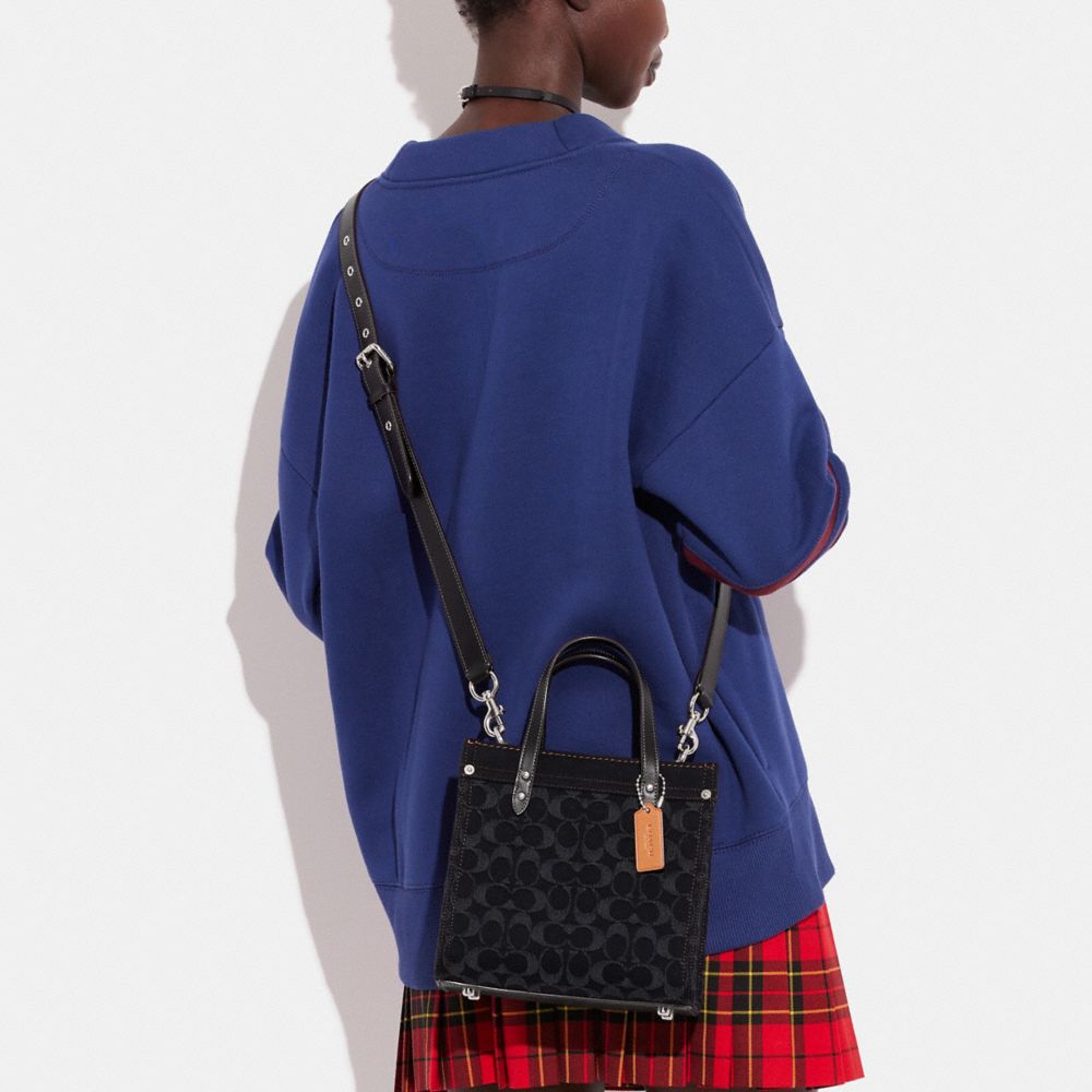 COACH®,Field Tote 22 In Signature Denim,,Detail View