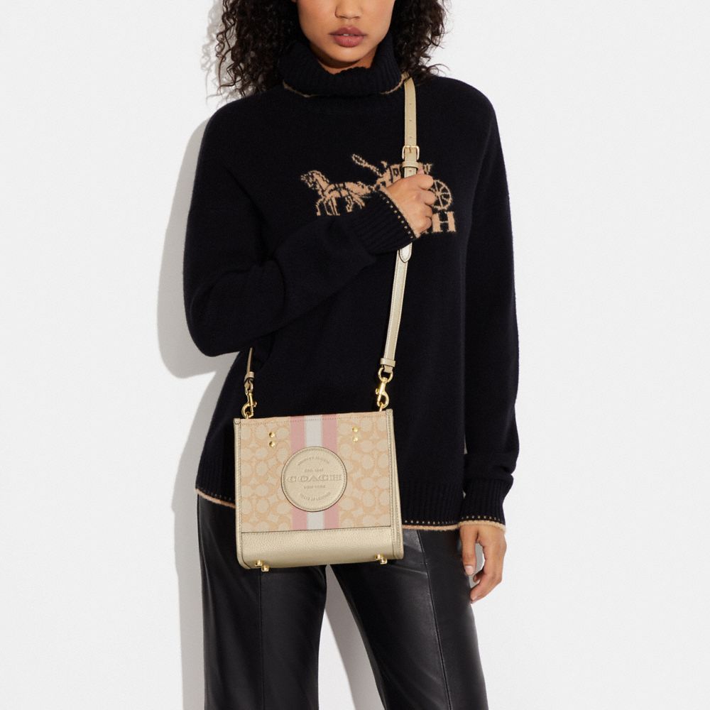 Dempsey Tote Bag 22 In Signature Jacquard With Stripe And Coach Patch