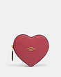 COACH®,HEART COIN CASE,Leather,Gold/Rouge,Front View