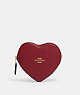 COACH®,HEART COIN CASE,Leather,Gold/Cherry,Front View
