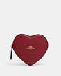 COACH®,HEART COIN CASE,Leather,Gold/Cherry,Front View