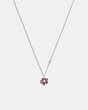 COACH®,SPARKLING ROSE PENDANT NECKLACE,Silver/Pink,Front View