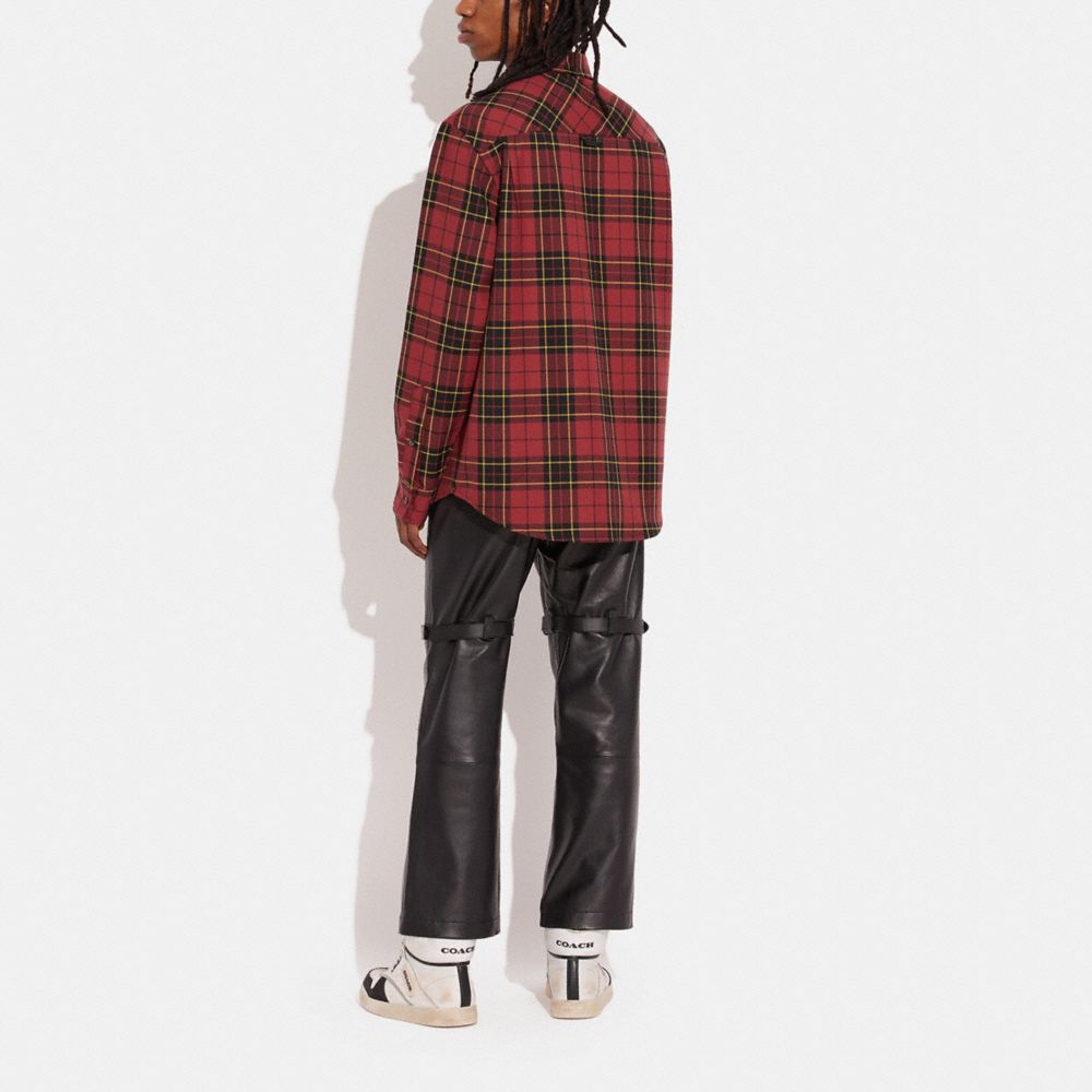 COACH®,RELAXED BUTTON UP SHIRT,Crimson Tartan,Scale View