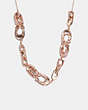 COACH®,FACETED CRYSTAL SIGNATURE LINK SLIDER NECKLACE,Brass,Pink,Front View