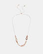COACH®,FACETED CRYSTAL SIGNATURE LINK SLIDER NECKLACE,Brass,Pink,Inside View,Top View