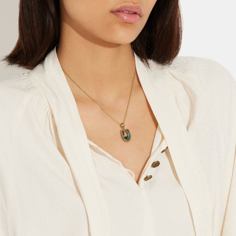 COACH®,Faceted Crystal Signature Pendant Necklace,,Detail View