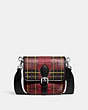 COACH®,FRANKIE CROSSBODY 18 WITH PLAID PRINT,Glovetanned Leather,Mini,Plaid,Cherry Multi,Front View