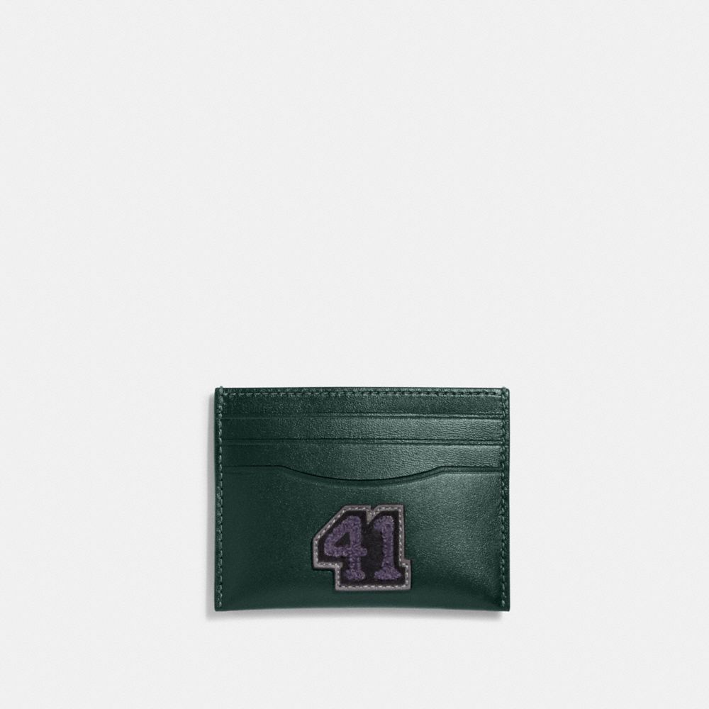 COACH®,CARD CASE WITH VARSITY PATCH,Forest Multi,Front View image number 0