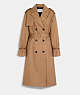 COACH®,RELAXED DOUBLE BREASTED TRENCH COAT,Dark Khaki,Front View