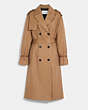COACH®,RELAXED DOUBLE BREASTED TRENCH COAT,Dark Khaki,Front View