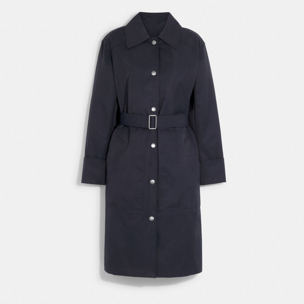 COACH®,OVERCOAT TRENCH,Navy,Front View