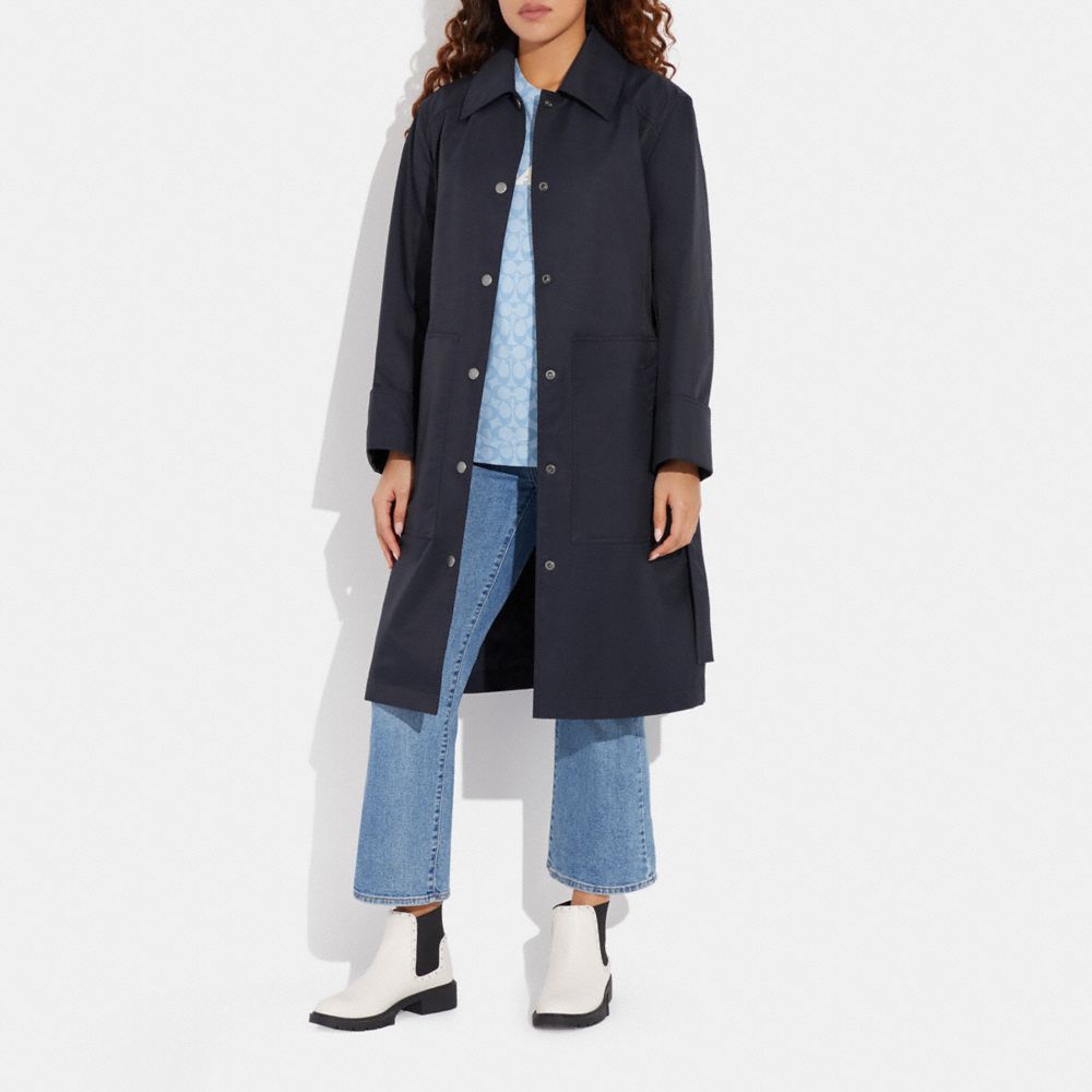 COACH®,OVERCOAT TRENCH,Navy,Scale View