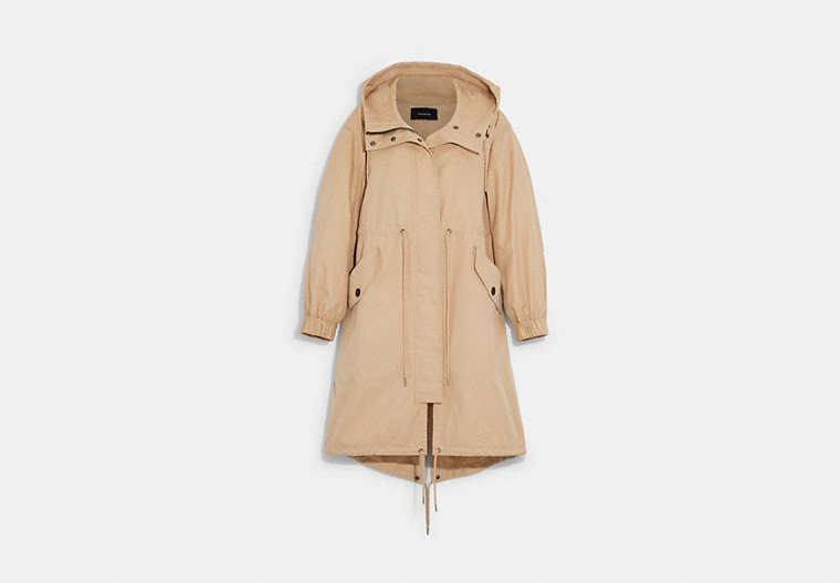 COACH®,UTILITY HOODED TRENCH,Classic Khaki,Front View