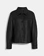 COACH®,LEATHER SHIRT JACKET,Black,Front View