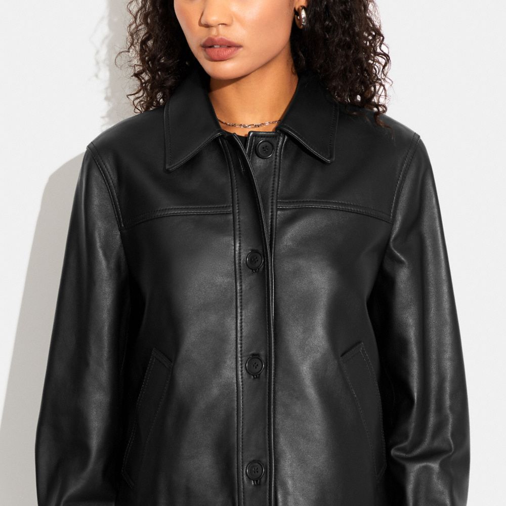 COACH® | Leather Shirt Jacket