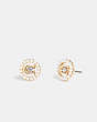 COACH®,SIGNATURE CRYSTAL PEARL STUD EARRINGS,Brass,Gold,Front View