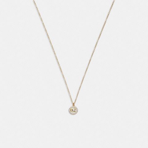 Coach Signature Crystal Pearl Pendant Necklace