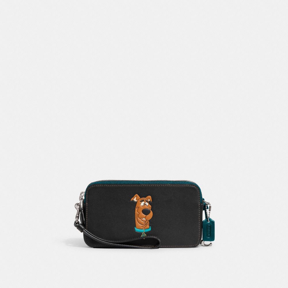 COACH®,COACH | SCOOBY-DOO! KIRA CROSSBODY BAG,Glovetan Leather,Mini,Silver/Black,Front View