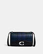 COACH®,BANDIT CROSSBODY WITH PLAID PRINT,Glovetanned Leather,Mini,Plaid,Silver/Green Multi,Front View