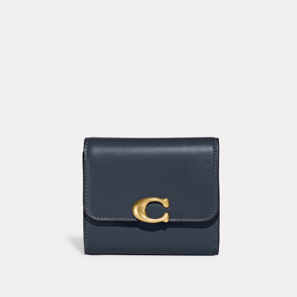COACH®,BANDIT WALLET,Leather,Brass/Denim,Front View image number 0