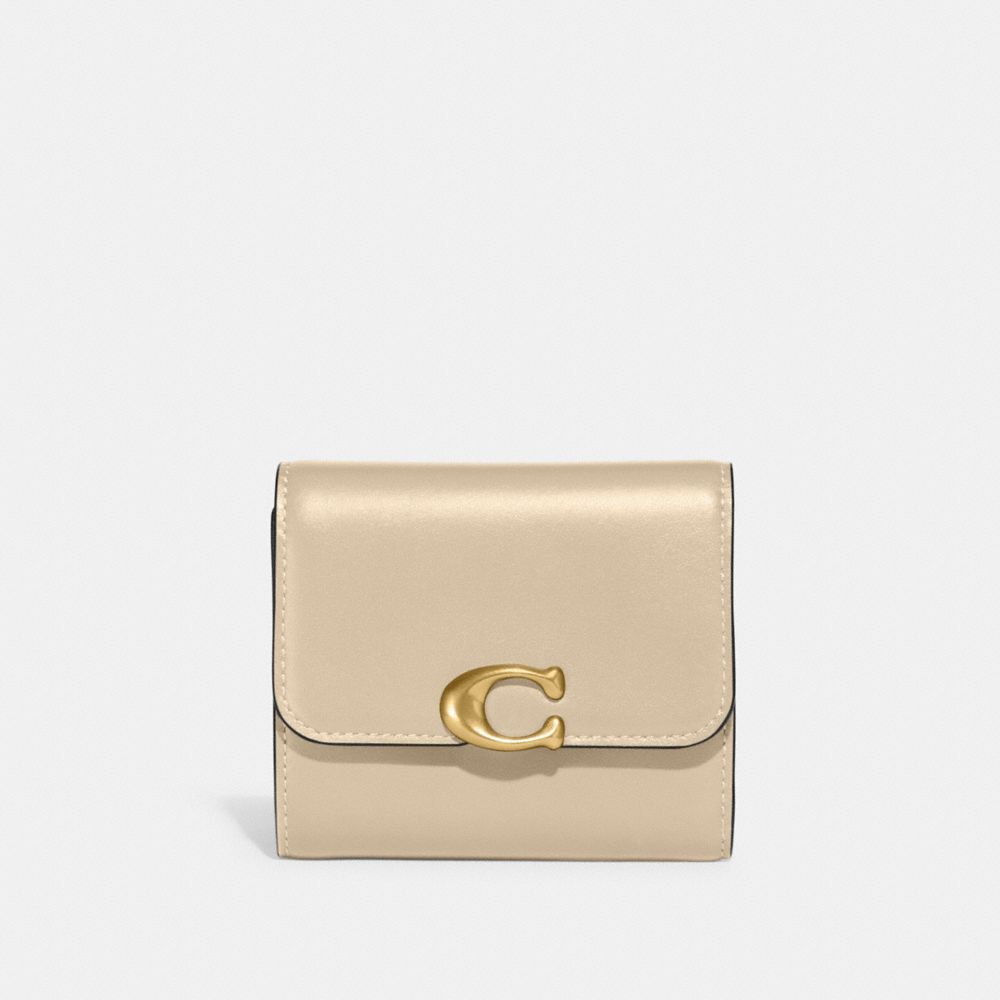 COACH®,BANDIT WALLET,Leather,Brass/Ivory,Front View image number 0