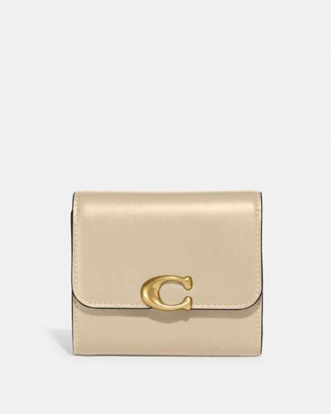 COACH®,BANDIT WALLET,Leather,Brass/Ivory,Front View