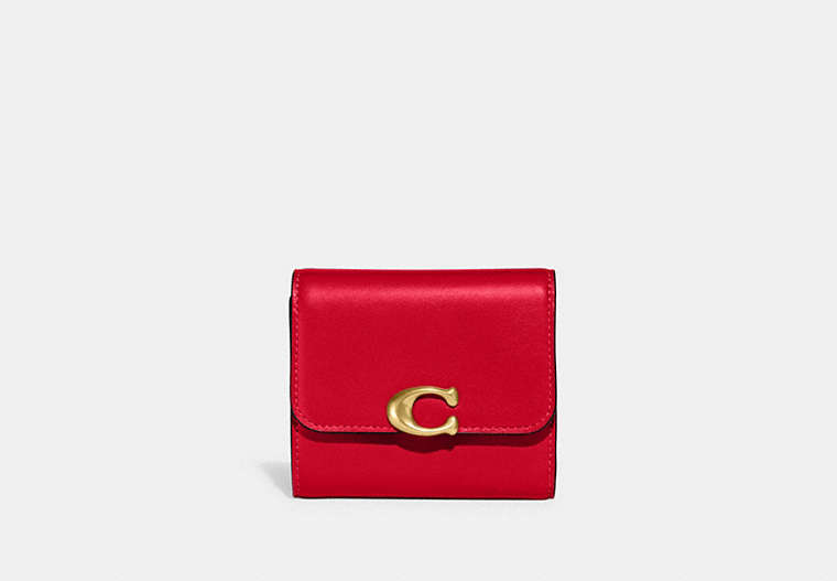 COACH®,BANDIT WALLET,Leather,Brass/Bold Red,Front View