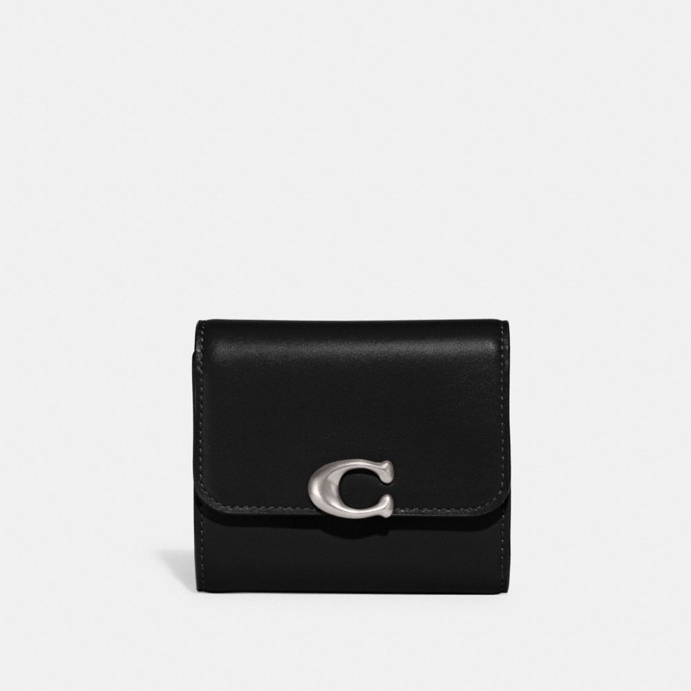 COACH®,BANDIT WALLET,Leather,Silver/Black,Front View