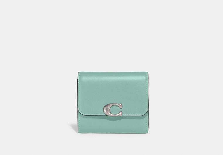 COACH®,BANDIT WALLET,Leather,Silver/Faded Blue,Front View