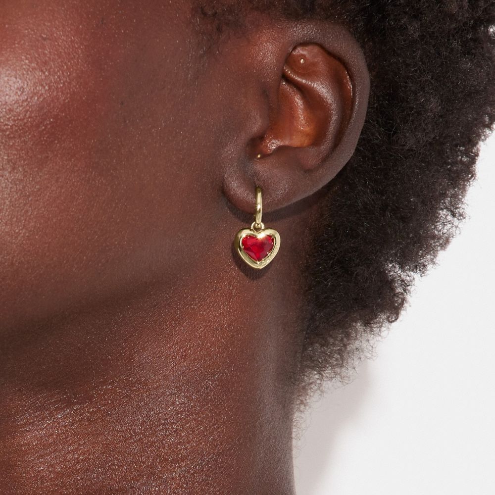 COACH®,Heart Huggie Earrings,,Detail View
