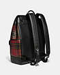 COACH®,FRANKIE BACKPACK WITH PLAID PRINT,Glovetanned Leather,X-Large,Plaid,Cherry Multi,Angle View