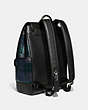 COACH®,FRANKIE BACKPACK WITH PLAID PRINT,Glovetanned Leather,X-Large,Plaid,True Navy Multi,Angle View