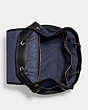 COACH®,FRANKIE BACKPACK WITH PLAID PRINT,Glovetanned Leather,X-Large,Plaid,True Navy Multi,Inside View,Top View