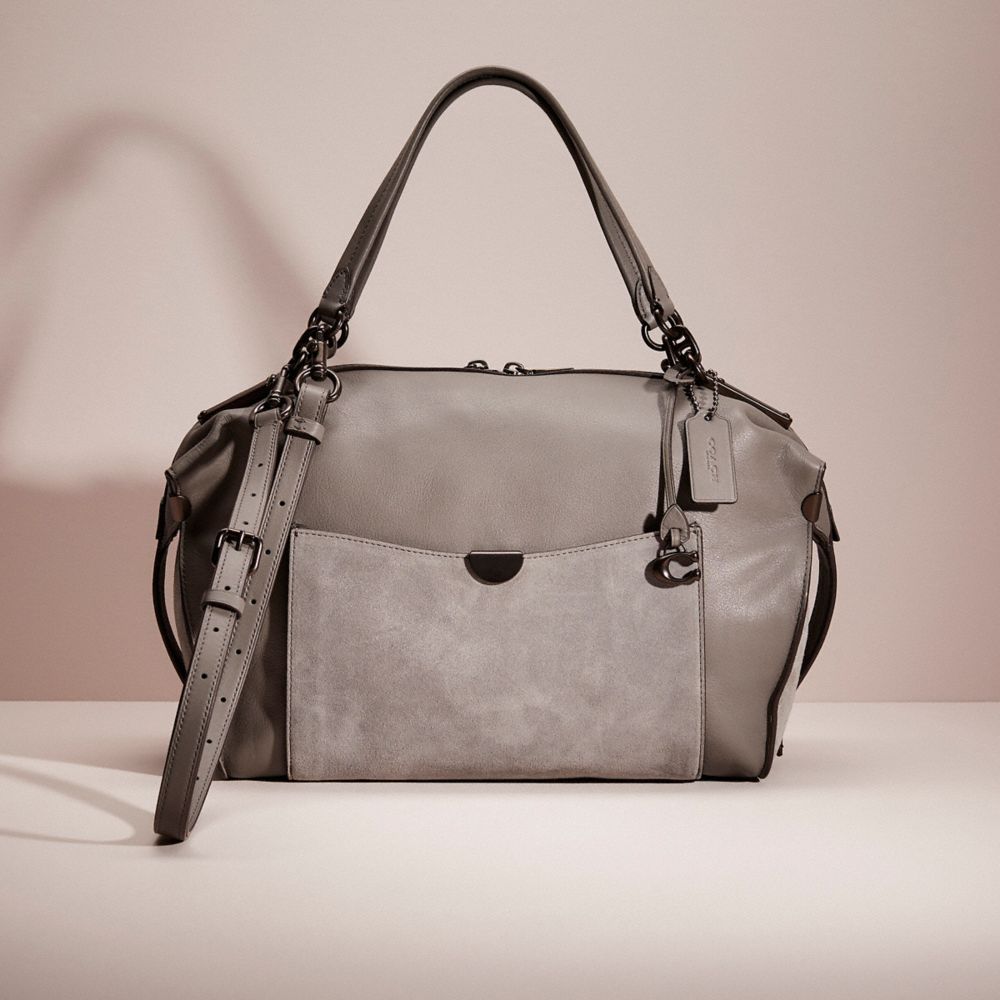 COACH®,RESTORED DARLA 32,Smooth Leather,Large,Pewter/Heather Grey,Front View