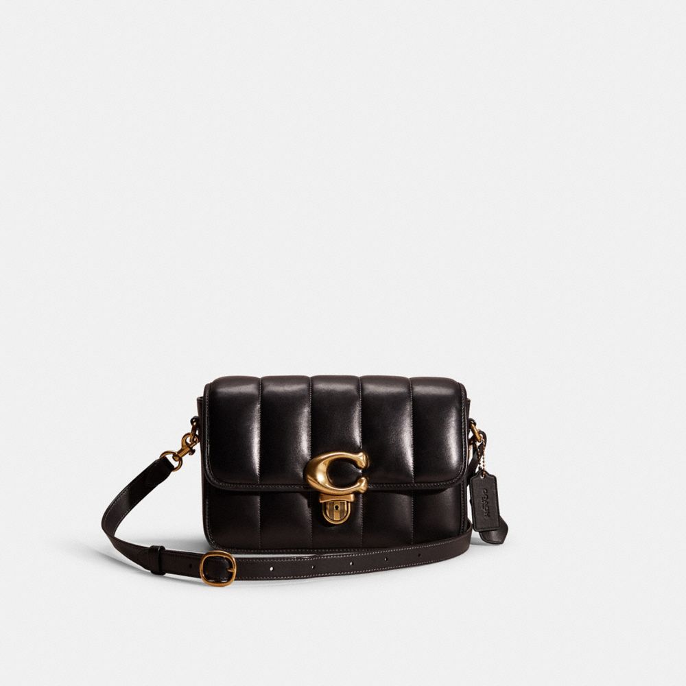 COACH Black Quilted Leather Heart Crossbody Bag